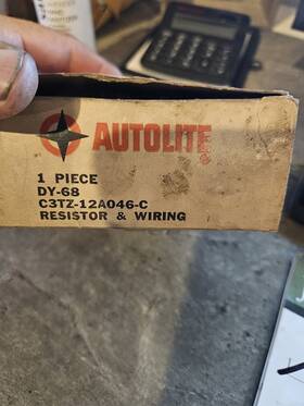 C3tz-12a046-c Autolite Nos Ford 1963 Galaxie Truck Transister Ignition 427 Resiter And Wireing