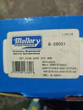 84813720a2 Mallory Marine Spark Plug Wire Kit For Mercury And Mercruiser 84813720