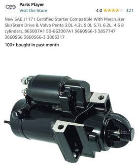 Mcr6792n-mdb1 Oeg Parts New Starter Sae J1171 Marine Certified Fits Mercruiser And Volvo Penta V6 V8
