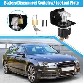 X Autohaux 745060491565 1 Set 500a 12v Battery Disconnect Switch With Lockout Plate For Car Auto Boat