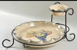 Home And Garden Party Chip Dip Platter Bowl With Wrought Iron Rack. Fixed Price $77.00.