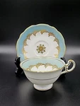 Vintage Foley "cypress" Avon Tea Cup & Saucer #3087 Bone China England Aqua Gold. Fixed Price $17.48.