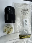 Marinco 2014P 20A 125/250V Nema Locking Plug, White Body, Black Housing. Fixed Price $15.99.