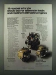 1986 Teledyne Total Power Wisconsin Robin And Continental R-series Engines Ad. Fixed Price $19.99.