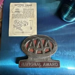 1950S Aaa National Award Grille Badge Bumper Topper Sign Emblem Accessory. Fixed Price $45.00.